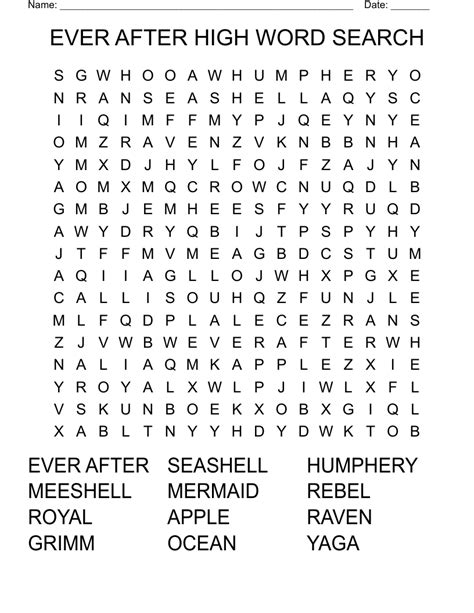 Ever After High Word Search Wordmint