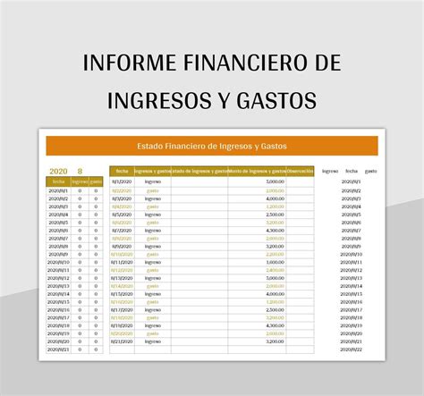 Plantilla De Formato Excel Informe Financiero De Ingresos Y Gastos Y