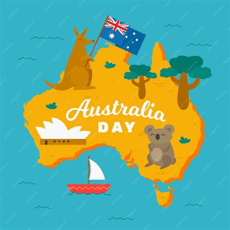 Premium Vector Happy Australia Day With Koalas And Kangaroos