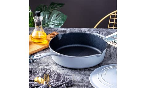 Enameled Cast Iron Skillet Deep Sauté Pan With Lid 12 Inch Groupon