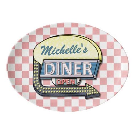 Create Your Own Custom Retro 50 S Diner Sign Porcelain Serving Platter