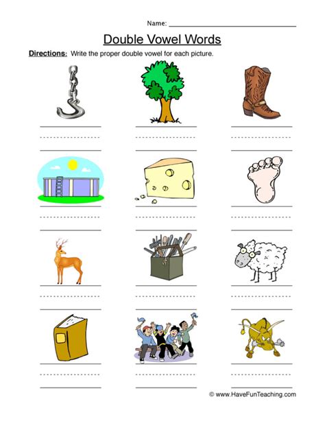 Writing Double Vowels Words Worksheet Have Fun Teaching