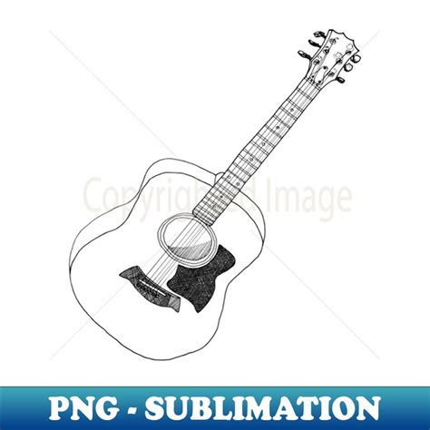 Acoustic guitar line drawing - PNG Transparent Digital Downl - Inspire ...