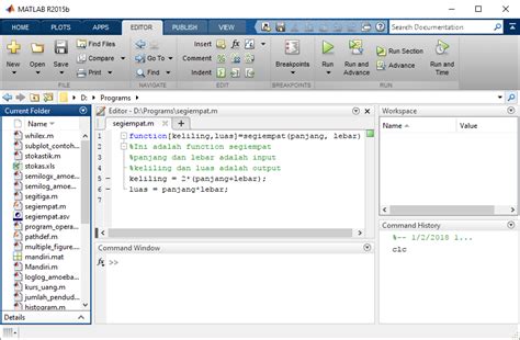 Cara Membuat Fungsi Di Matlab Dan Program Contoh Tutorial Excel