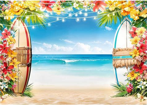 Allenjoy 7x5ft Luau Beach Backdrop Summer Hawaiian