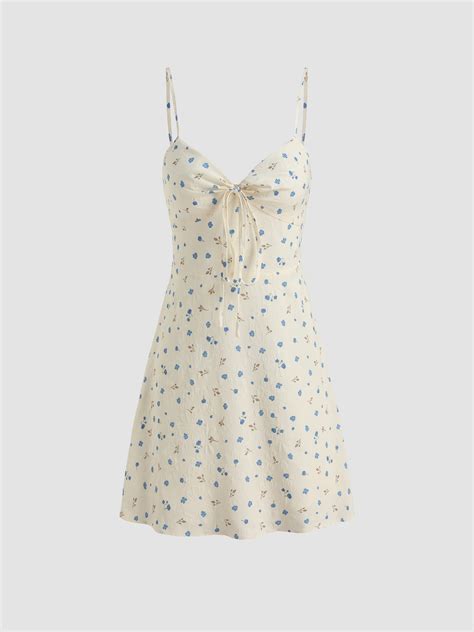 Woven Ditsy Floral Jacquard Mini Dress For Date Vacation Picnic