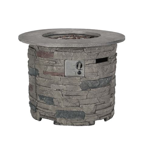 Que Linda Stationery Shop 31" Round Mgo Propane Fire Pit, Grey Top