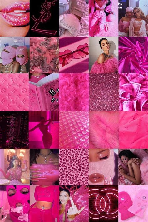 100 Piece Hot Pink Baddie Aesthetic Wall Collage Kit Baddie Vibes 2022