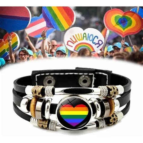 Pulsera Cuero Bandera Gay Lgbt Marcha Del Orgullo Gay Meses Sin Inter S