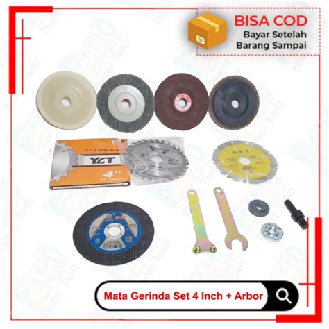 Paket Mata Gerinda Set Inch Arbor Adaptor Bor Ke Gerinda Mata