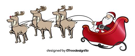 Santa Claus, reindeers and sleigh clipart free download