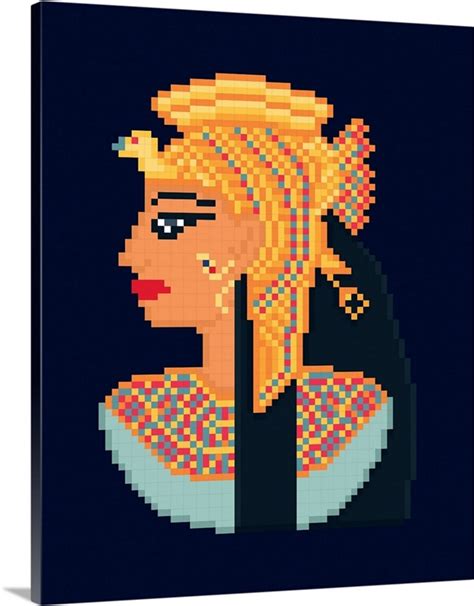 Cleopatra Portrait From Ancient Egypt Pixel Art Illustration Wall Art