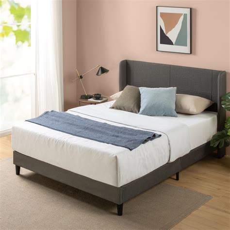 Idmarket Lit Double Scandinave Balta X Cm Tissu Gris