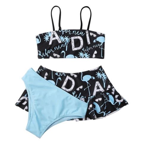 BULLPIANO Girl S 3 Piece Swimsuits Printed Rashguard Swimsuit Set Bikini Bathing Suit Walmart