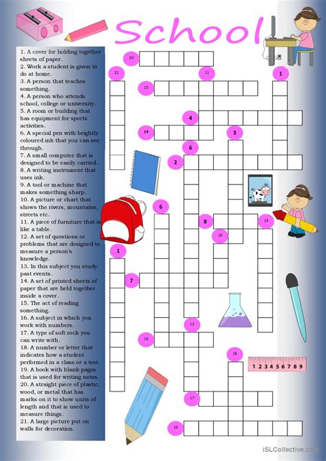 Crossword School General Gramma English ESL Worksheets Pdf Doc