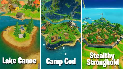 Catch Fish At Camp Cod Lake Canoe Or Stealthy Stronghold Fortnite