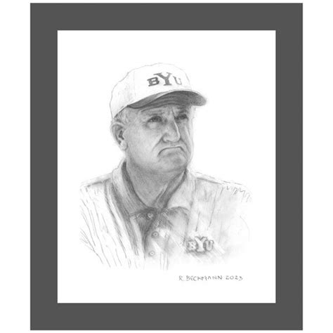 Coach LaVell Edwards Fine Matted Print by Artist Robert Beckmann - 16 ...