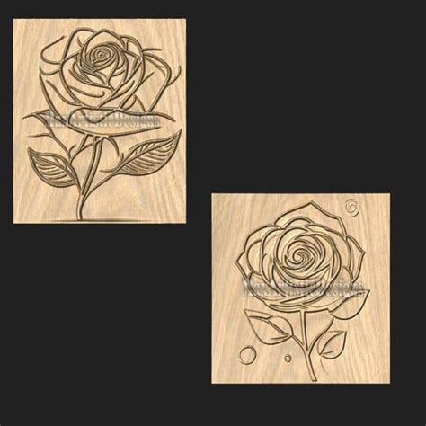 12 Symmetrical Rose Flower Bas Relief Clip Art for CNC Wood Carving ...