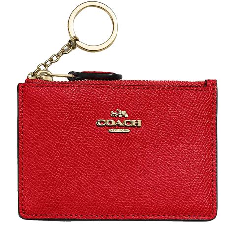 Coach Mini Skinny Leather Id Card Case In Red