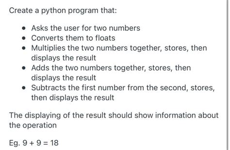 Solved Create A Python Program That • Asks The User For Two