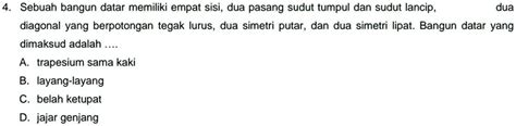 SOLVED Perhatikan Pertanyaan Berikut Ini Sebuah Bangun Datar Memiliki