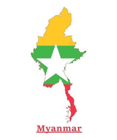 Myanmar National Flag Map Design, Illustration Of Burma Country Flag ...