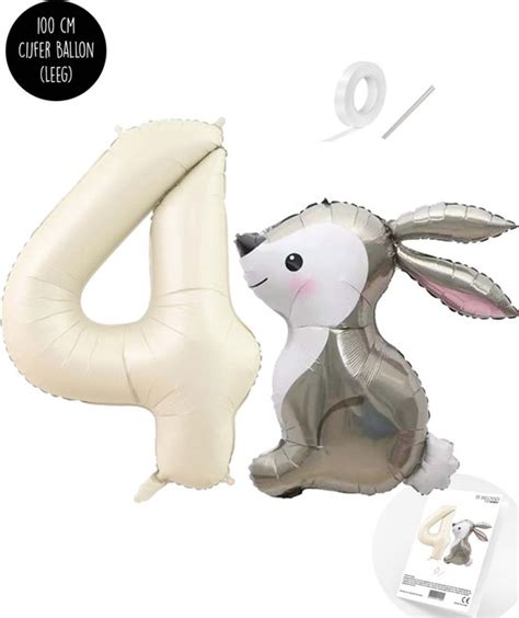Snoes Stampertje Basis Ballon Set Xxl Cijferballon Creme Nude Lief Konijn Bol