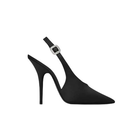 Saint Laurent Yasmeen Silk Satin Slingback WHATS ON THE STAR