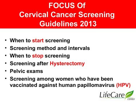 Cervical Cancer Screening Guidelines 2013