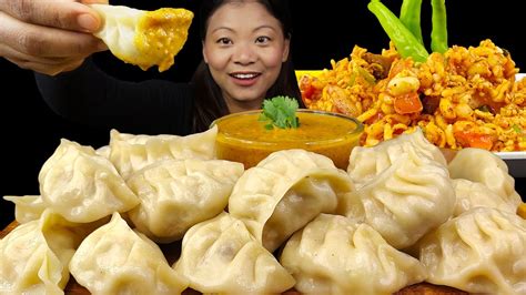 Eating Chicken Momo Momo Mukbang Chicken Chatpate Nepali Dumpling