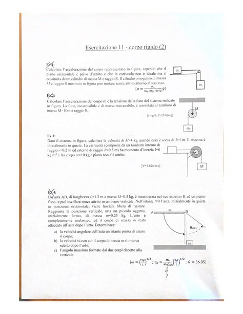 Esercitazione Corpo Rigido Ingegneria Gestionale Studocu