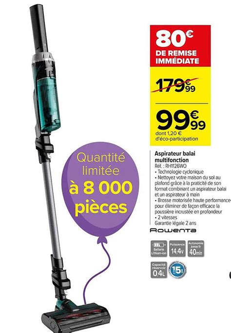 Promo Aspirateur Balai Multifonction Rowenta Chez Carrefour ICatalogue Fr