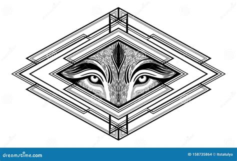 Wolf Eyes In Geometric Settingdreamy Magic Art Night Nature Wicca