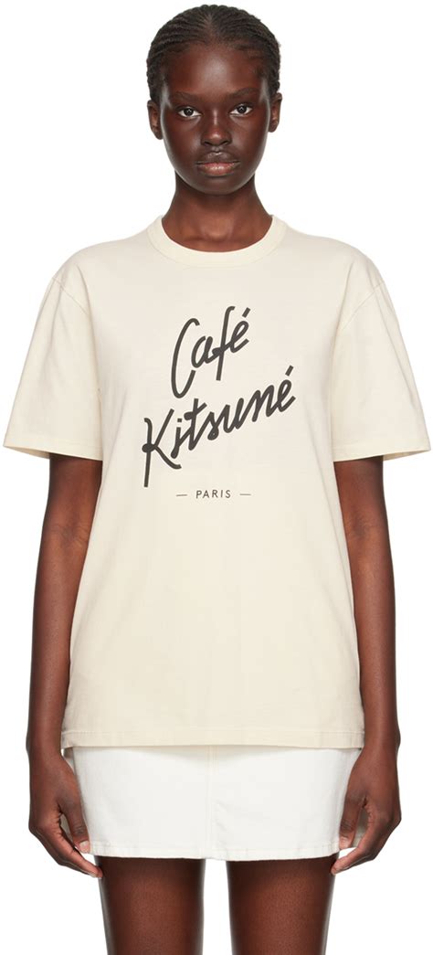 Off White Caf Kitsun T Shirt By Maison Kitsun On Sale