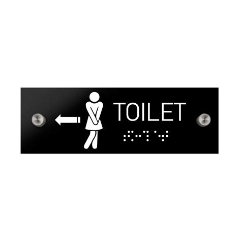 Ada Women Toilet Signs With Braille Black Acrylic Sign Bsign