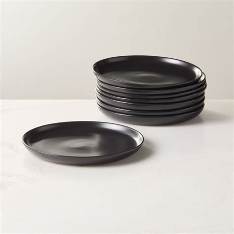 Mori Matte Black Salad Plates Set Of 8 Reviews Cb2