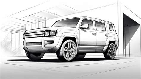 Premium AI Image | Minimalistic Cartoon Suv Sketch On Concrete ...