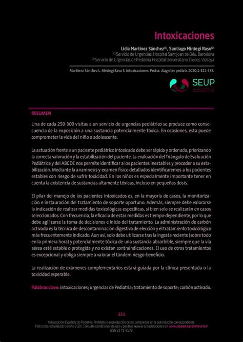 Pdf Intoxicaciones Asociaci N Espa Ola De Pediatr A