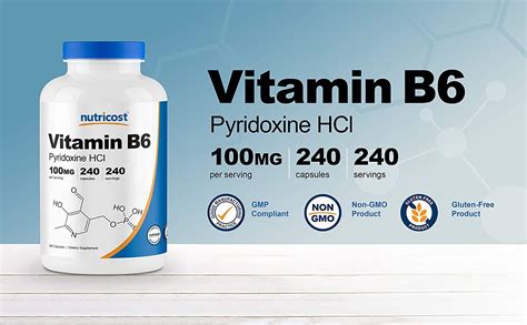 Nutricost Vitamin B6 Pyridoxine Hcl 100mg 240 Capsules High