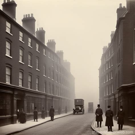 Victorian London Street Scene Images with Crowds and Fog | Stable Diffusion Online