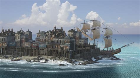 Pirate Shipping Village Dock Houses Daz 3d