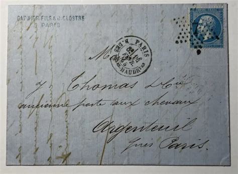 ANCIENNE LETTRE DE France timbre Napoléon 3 en étoile de Paris 7 1865