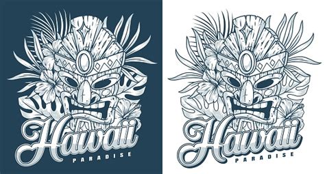 Hawaiian Tiki Mask Monochrome Logotype Stock Illustration - Download ...