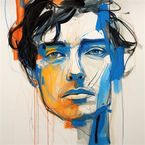 Expressive Portrait Vibrant Brush Strokes And Intense Gaze | Premium AI ... 