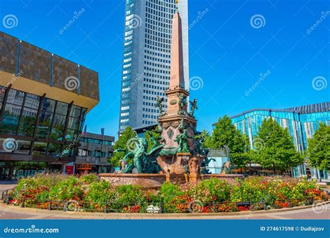 Mendebrunnen Fountain and Gewandhaus in German Town Leipzig Stock Photo - Image of history ...