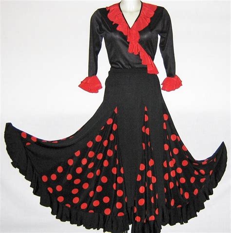 Black Skirt Polka Dot Red Flamenco Pimiento Salsa