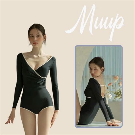 ẢNH THẬT SẴN HÀNG LOẠI Bikini đồ bơi nữ đi biển mảnh liền thân thiết kế cổ V tay dài chống