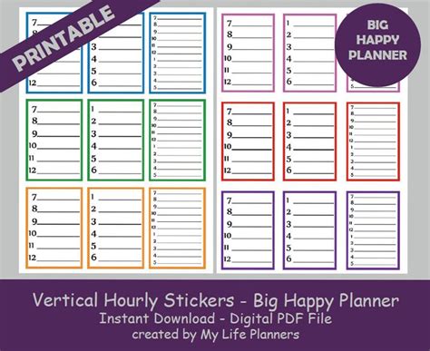 Vertical Hourly Planner Stickers Hourly Stickers Hourly | Etsy