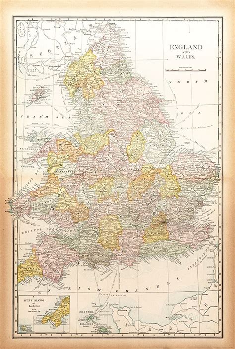 England and Wales Map - Etsy