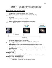 Week 23 Lecture 17 Pdf 107 UNIT 17 ORIGIN OF THE UNIVERSE Part 1